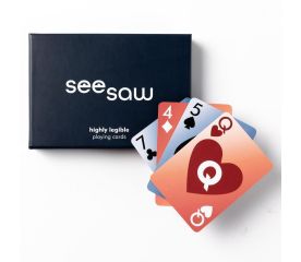 Seesaw Highly Legible Playing Cards 2Pk-tactile wooden draughts set pictured with case for draught pieces-$55.00-New-0reviews-0 stars