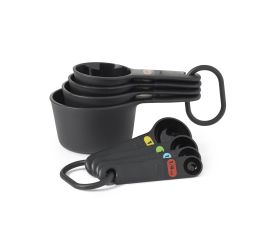 Black Measuring Cup and Spoon Set-Front view of Kiddikutter-$47.00-0reviews-0 stars