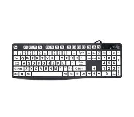 Large Print Keyboard - Black Characters on White Keys-Black on White Bluetooth Wireless Mini Keyboard Mac Image 1-$21.00-New-0reviews-0 stars