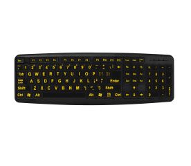 Large Print Keyboard - Yellow Characters on Black Keys-Black on White Bluetooth Wireless Mini Keyboard Mac Image 1-$21.00-2reviews-0 stars