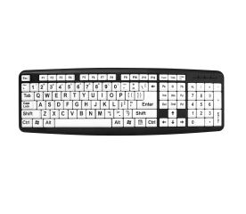 Large Print Keyboard - Black Characters on White Keys-Black on White Bluetooth Wireless Mini Keyboard Mac Image 1-$21.00-14reviews-0 stars