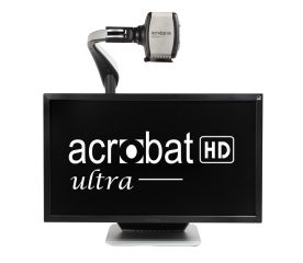 Acrobat 27 HD Ultra-Topaz 24 inch Pictured With Reading Material and High Contrast Menu Displayed on Screen Image 1-$5,295.00-0reviews-0 stars