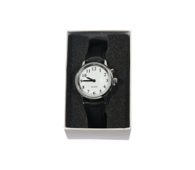 Talking Watch - 28mm Silver Face with Leather Strap-front facing classic pocket slide out handheld magnifier on white background-$40.00-1reviews-0 stars