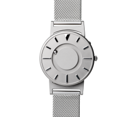 Eone Bradley Mesh Silver Watch 40mm-Front facing gold face watch with a stretchy gold band.-$450.00-2reviews-0 stars
