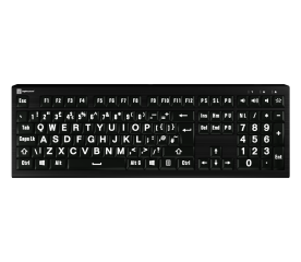 Large Print - White on Black ASTRA 2 Backlit Keyboard-Black on White Bluetooth Wireless Mini Keyboard Mac Image 1-$280.00-0reviews-0 stars