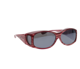 Fitover Glides POLARVUE Red Licorice W/Crystal - Grey Lens Extra Small-Front view of Beamer Sunglasses-$43.00-0reviews-0 stars