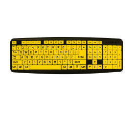 Large Print Keyboard - Black Characters on Yellow Keys-Black on White Bluetooth Wireless Mini Keyboard Mac Image 1-$21.00-10reviews-0 stars