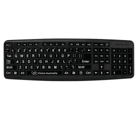 Large Print Keyboard - White Characters on Black Keys-Black on White Bluetooth Wireless Mini Keyboard Mac Image 1-$21.00-4reviews-0 stars