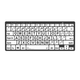 Braille and Large Print - Black on White Mini Bluetooth Keyboard for Windows