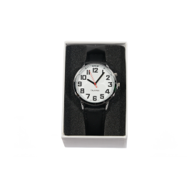 Talking Watch - 35mm Silver Face with Leather Strap