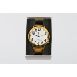 Large Print Watch - 42mm Gold Face and Gold Stretchy Band