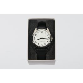 Large Print Watch - 36mm Silver Face with Leather Strap