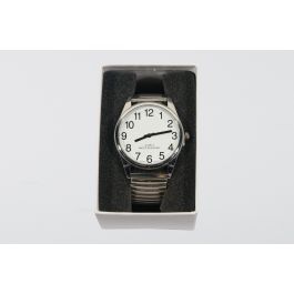 Large Print Watch - 36mm Silver Face and Silver Stretchy Band