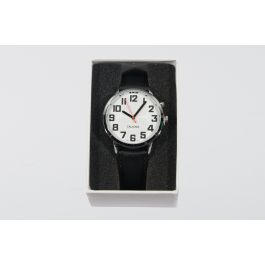 Talking Watch - Silver Face with Leather Strap 42mm