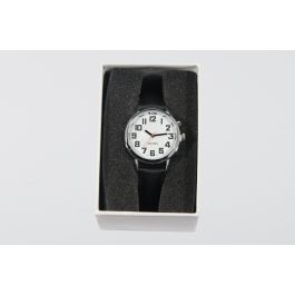 Talking Watch - Silver Face with Leather Strap 36mm