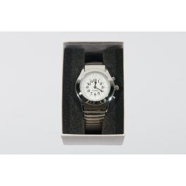 Talking Tactile Watch - Silver Stretchy Band 28mm
