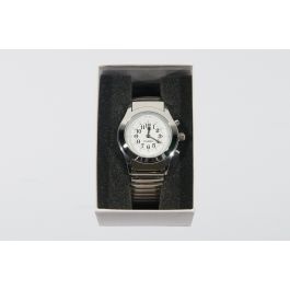 Talking Tactile Watch - 28mm Silver Face and Silver Stretchy Band