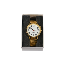 Talking Watch - 35mm Gold Face and Gold Stretchy Band