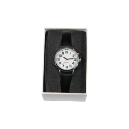 Talking Watch - 28mm Silver Face with Leather Strap