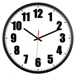 Wall Clock Black Numbers on White Face 30cm