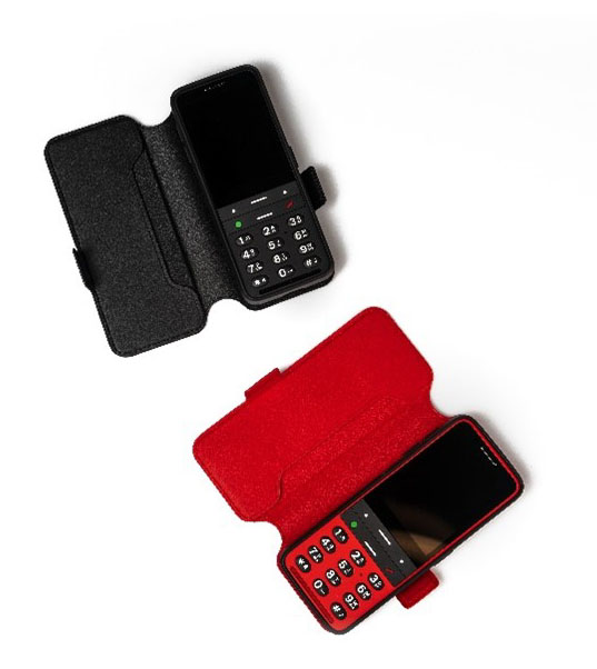 Red and Black BlindShell 2 phones in cases